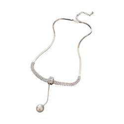 Pearl Zircon Necklace 2024 ຮູບແບບໃຫມ່ຮ້ອນ Clavicle Chain ແມ່ຍິງແສງສະຫວ່າງ Luxury Niche Necklace Bridal Wedding Dress Accessories