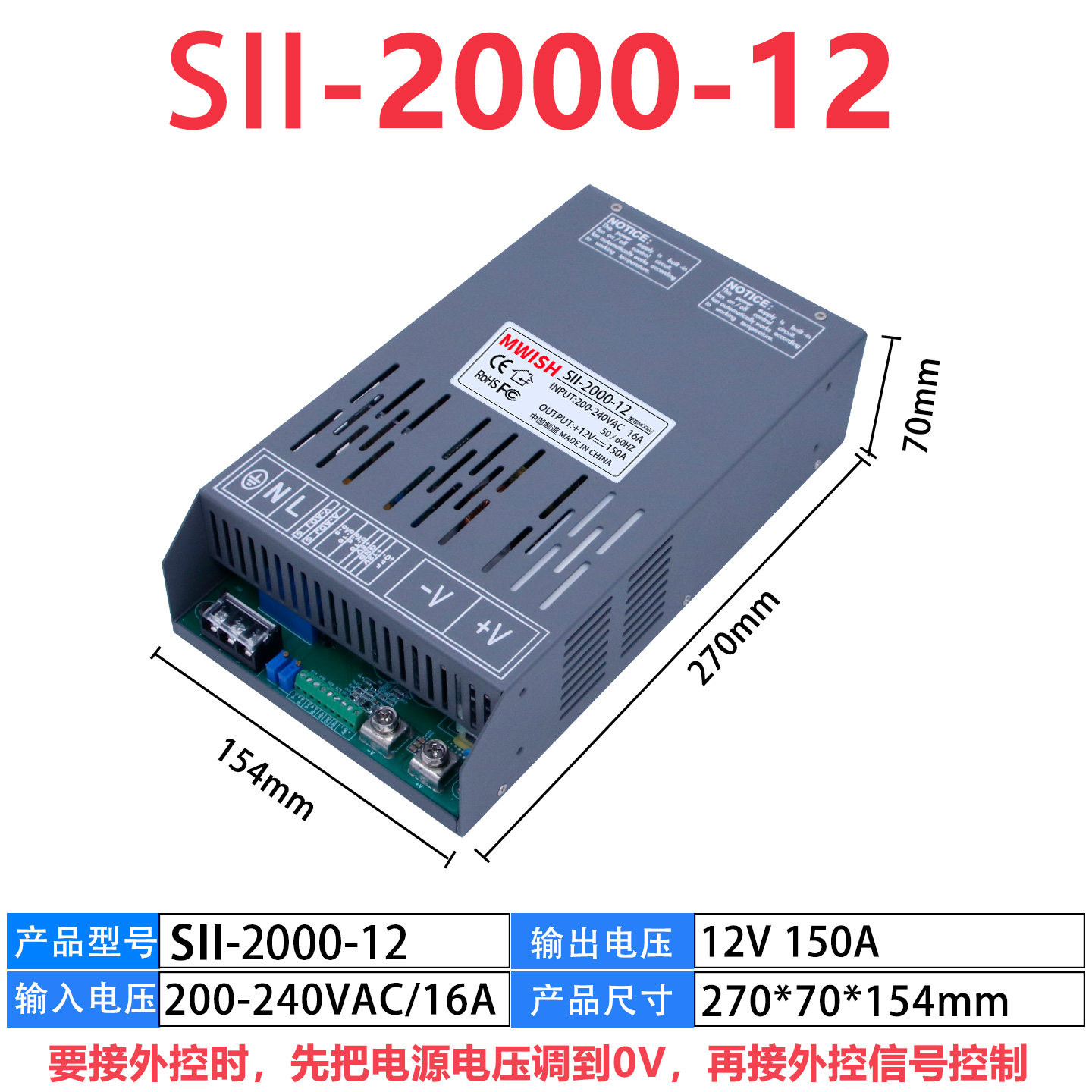 Mingwei S-2000/3000W-12V 24V 36V 48V แหล่งจ่ายไฟแบบสวิตชิ่งกำลังสูง AC 220V เป็น DC ปรับแรงดันได้
