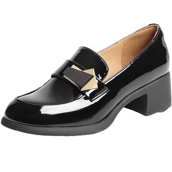 Belle one-piece two-wear thick heel loafers