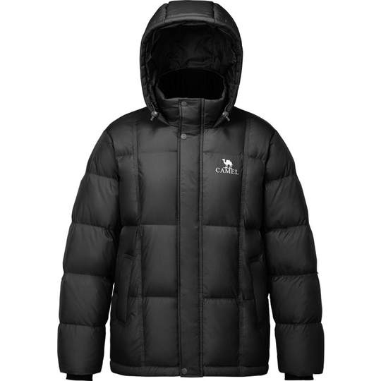 Camel Volcano 656 Daunenjacke Herren Winter 2025 mit Kapuze, verdicktes Paar, schwarze Brot-Herrenjacke