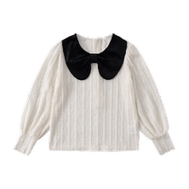 Ueki childrens clothing doll collar lace texture girls T-shirt medium and large children 2023 autumn clothing new childrens long-sleeved trendy