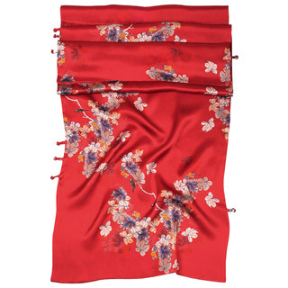 Silk Scarf Shawl for Women, Suitable for Spring and Summer, Worn with Cheongsam, for Mother-In-Law, Red with Buckle, Mulberry Silk Scarf