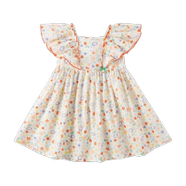 David Bella Girls Dress 2024 Summer Medium and Large Childrens Cotton Floral Skirt New Childrens Clothing Skirt