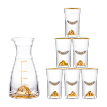 Cliton gold foil crystal white wine glass wine dispenser set sip glass small wine glass gift box set 1 pot 6 cups
