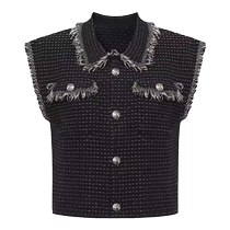 DEEP BREATH Take a deep breath my brother is really good. Lurex sleeveless straight knitted vest for women A401048
