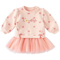 () David Bella Girls Dress Childrens Princess Dress 2024 Spring New Baby Long Sleeve Skirt
