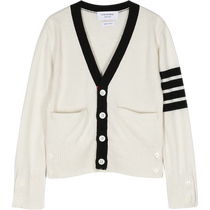 New product] THOM BROWNE childrens 2024 spring and summer four-striped wool cashmere cardigan