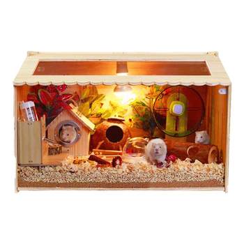 Hamster cage starry sky cage ຂະຫນາດນ້ອຍ hamster cage golden bear ພິເສດ cabin acrylic ຂະຫນາດໃຫຍ່ 80cm ເຮືອນວິນລາຂະຫນາດໃຫຍ່ພິເສດ