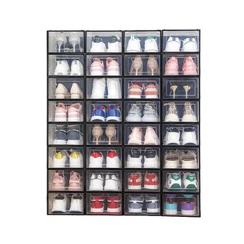Thickened transparent shoe box shoe storage box dormitory folding storage plastic shoe rack transparent shoe cabinet shoe wall collection