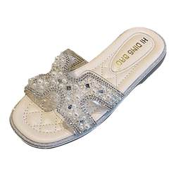 Children's slippers Girls sandals 2024 Summer new fashion soft bottom crystal princess shoes baby cold drag