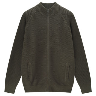 佐丹奴针织衫男秋冬加厚纯棉针织开衫立领插肩针织外套男01055784