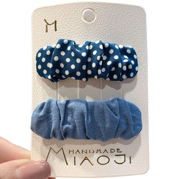 2 pack of hairpins side clips for girls Japanese style cute Korean forest style polka dot pleated bb clips side bangs clip hairpins