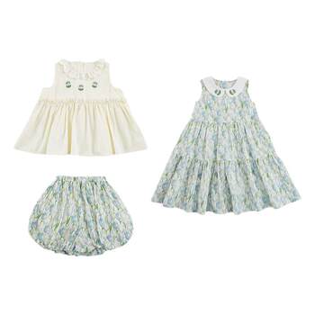 ຫນຸ່ມສາວ yumi ຊຸດ summer style ຫວານແລະຫນ້າຮັກ a-line dress ສາມມິຕິລະດັບ plump ດອກຕາເວັນສັ້ນຊຸດຫຼາຍສິ້ນ