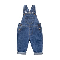 Salopette en denim pour bébé printemps et automne pantalons à carreaux pour garçons de taille moyenne et grande style collège 516 pantalons pour filles et enfants