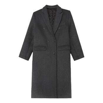 Black woolen jacket for women mid-length