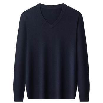 Four flat stitch v-neck pure wool sweater for men autumn and winter sweater Four flat stitch v-neck pure wool sweater for men autumn and winter sweater