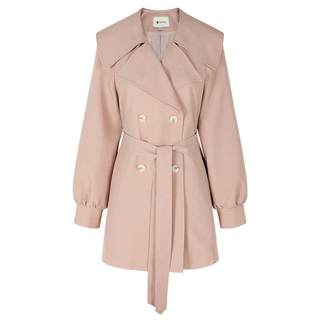 秋水伊人简约翻领抗皱风衣2025年秋秋新款女装都市感时尚摩登外套