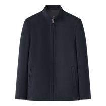 (100% wool) Cardile crocodile autumn and winter double-sided woolen coat stand collar middle-aged mens warm jacket