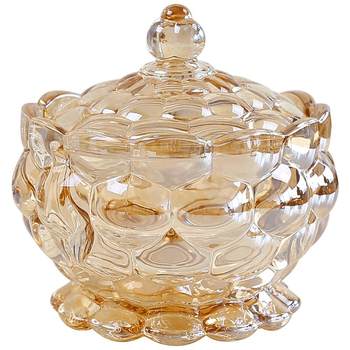 Light luxury crystal glass candy jar with lid large capacity