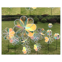 Dazzling Transparent Reflective Windmill Building Pan Villa Scenic Area Decoration Kindergarten Outdoor Rotating Toys Eight-leaf Small Windmill