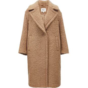 ONLY气质翻领泰迪毛牛角扣长款羊毛纯色毛呢大衣女|12336U011