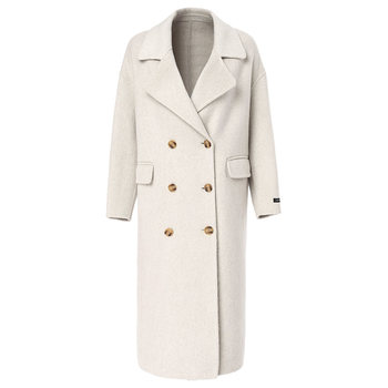 Sea blue versatile double-breasted woolen coat