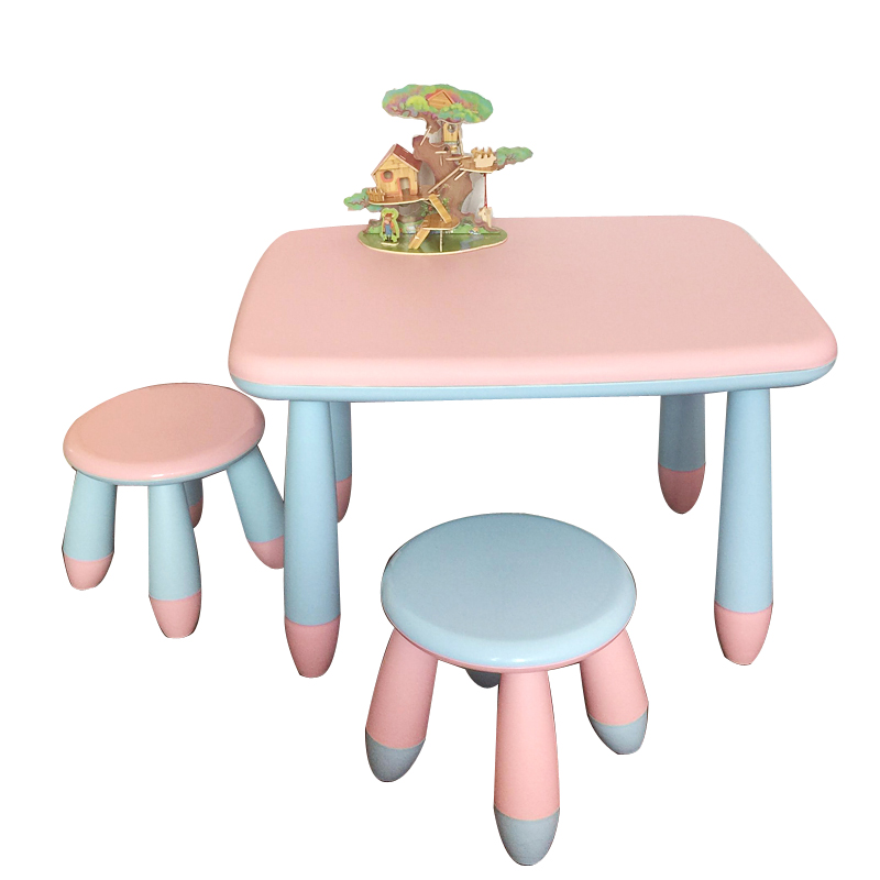 Thickened non-slip learning colorful plastic children's table and chair