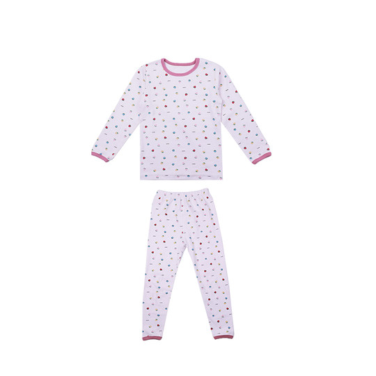Conjunto de ropa de otoño para niños antibacteriano 10A, pijamas sin hueso de algodón puro de clase A para niños y niñas, ropa para el hogar con marco extraíble de lana para bebés