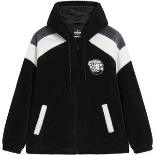 特步羊羔绒外套秋冬新款官方运动上衣保暖防风情侣款户外夹克风衣