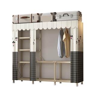 Installation-free folding simple wardrobe for rental housing