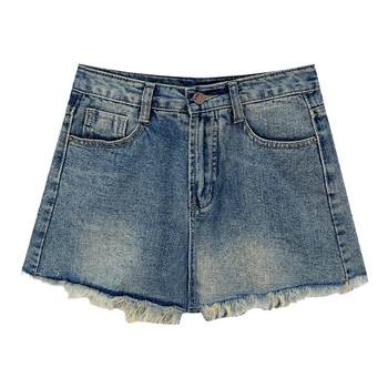 Lu Xiao Tuantuan Tassel Retro Denim Shorts 2024 Summer New Style Versatile High Waist Slim Design Pants Women