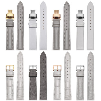 Gray universal flat leather watch strap