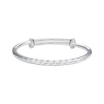 Chow Tai Sang sterling silver bracelet women's foot silver s990 float surface push-pull solid silver bracelet gift for girl