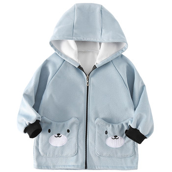 Boys' coat smock 2025 new style velvet thickened reverse hooded baby protective clothing painting apron children's bib