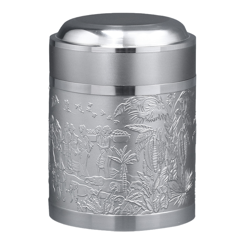 旧家蔵出『清 錫製 詩文茶葉罐 底款』古美術品 骨董品 徳