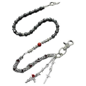 Jussing rose black beads keel pants chain accessories