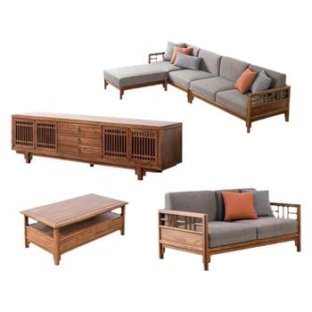 Xi wood workshop new chinese-style old elm solid wood sofa