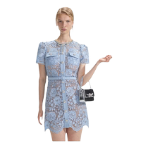 self-portrait 2024 early autumn new mist blue temperament pocket decorative lace dress short skirt