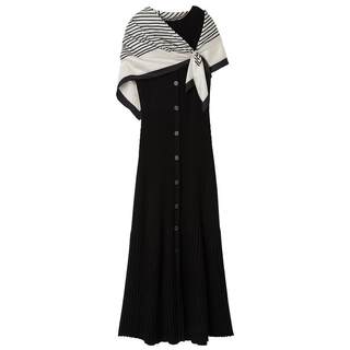 Fray i.d2025 new autumn and winter elegant printed silk scarf sleeveless fishtail knitted dress fwno254157