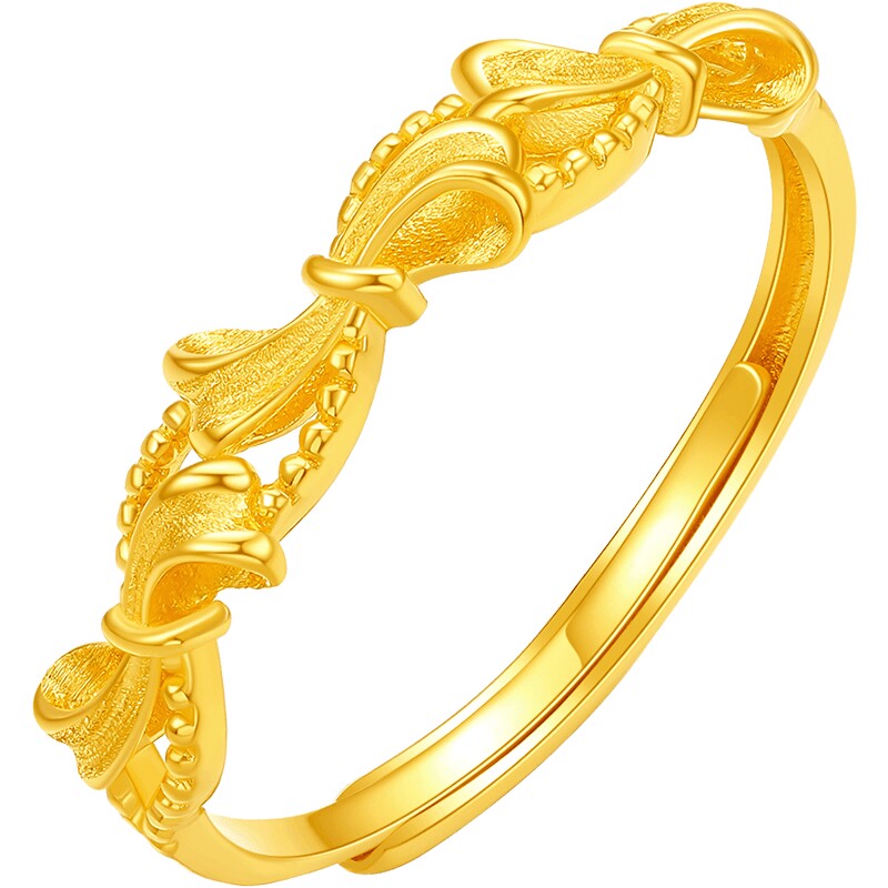 Saturday blessing gold-denominated 5G pure gold bow waltz ring girl's thoughts series holiday gift