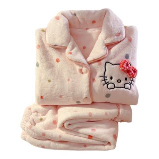 Children's warm coral velvet pajamas set