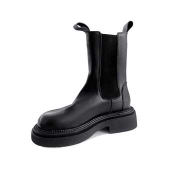 Black washed cowhide cigarette boots chelsea boots