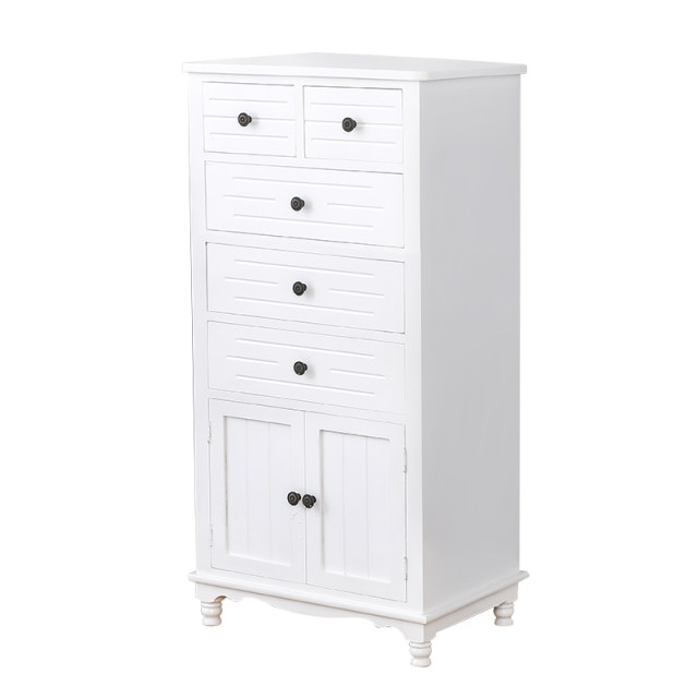 Solid wood chest of drawers with door Nordic bedroom storage cabinet