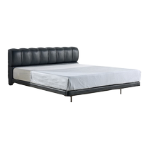 Mousse official flagship store leather bed modern simple suspended bed double bed light luxury puff bed cream style soft bed
