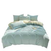 Light luxury Fuge pure cotton bed four-piece set 100 cotton washed cotton sheets and quilt cover dormitory single three-piece set 4