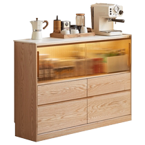 Genji Muyu solid wood slate sideboard simple small apartment ultra-narrow side cabinet household oak storage cabinet storage cabinet
