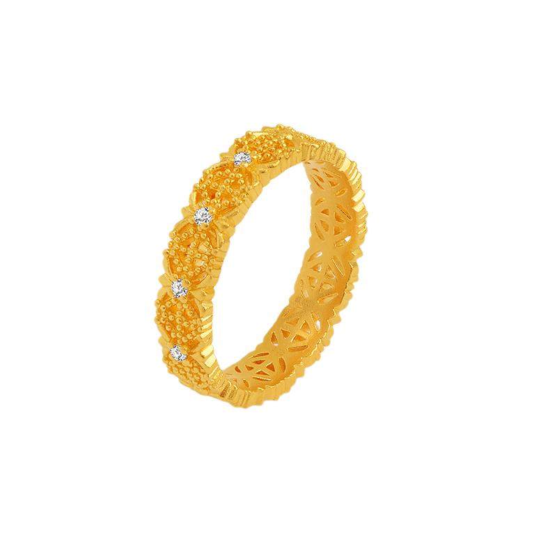 Old temple gold pure gold diamond lace crown ancient lace ring fugitive princess retro official flagship authentic
