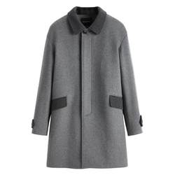 PEACEBIRD Men's Lapel Contrast Color Wool Coat 2023 Winter New Mid-Length Retro Fashion Coat Double-sided Wool Coat