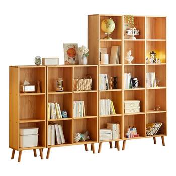 Jin duoxi full solid wood bookcase simple children's storage cabinet open storage cabinet living room study combination cabinet