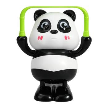 Panda wind-up toy baby learns to crawl and raises head